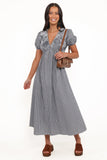 Ilyana Short Sleeve Maxi Dress Navy Gingham