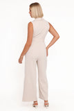 Sienna Belted Jumpsuit Beige