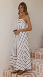 Marcel Maxi Dress Choc Blue Stripe