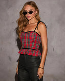 Sweet Exchange Plaid Peplum Top