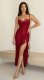 Rosyne Lace Drape Maxi Dress Burgundy Red
