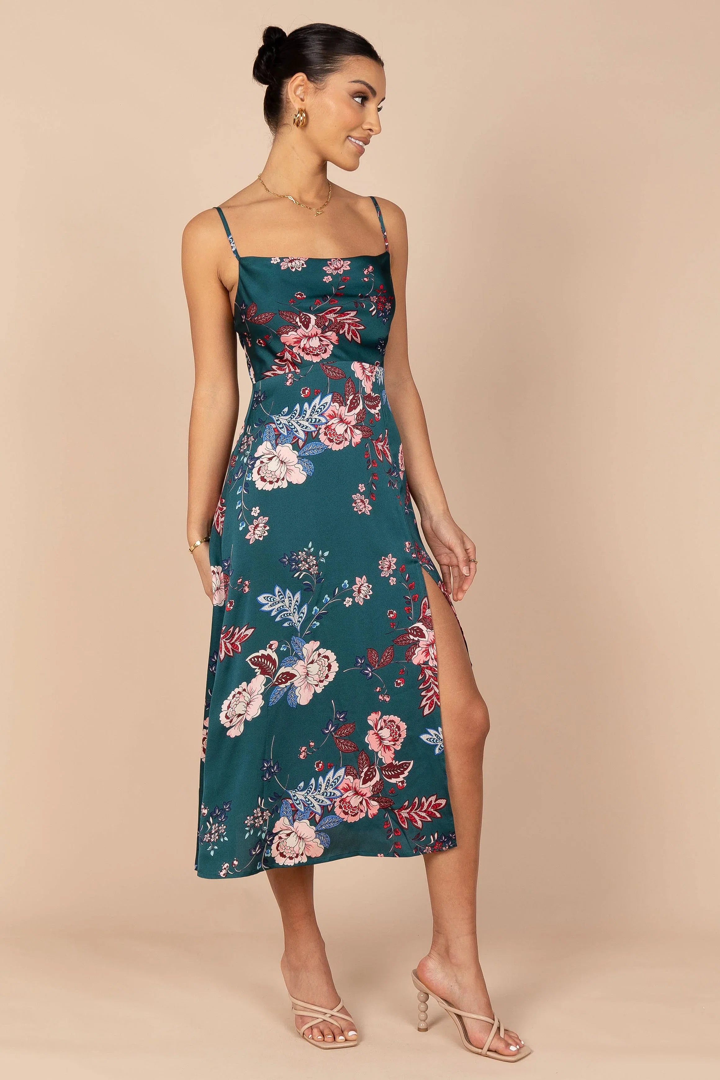 Alejandra Cowl Neck Midi Dress Emerald
