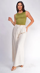 Emma High Waist Linen Pants Beige