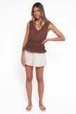 Lucilla Shirred Waist Top Chocolate