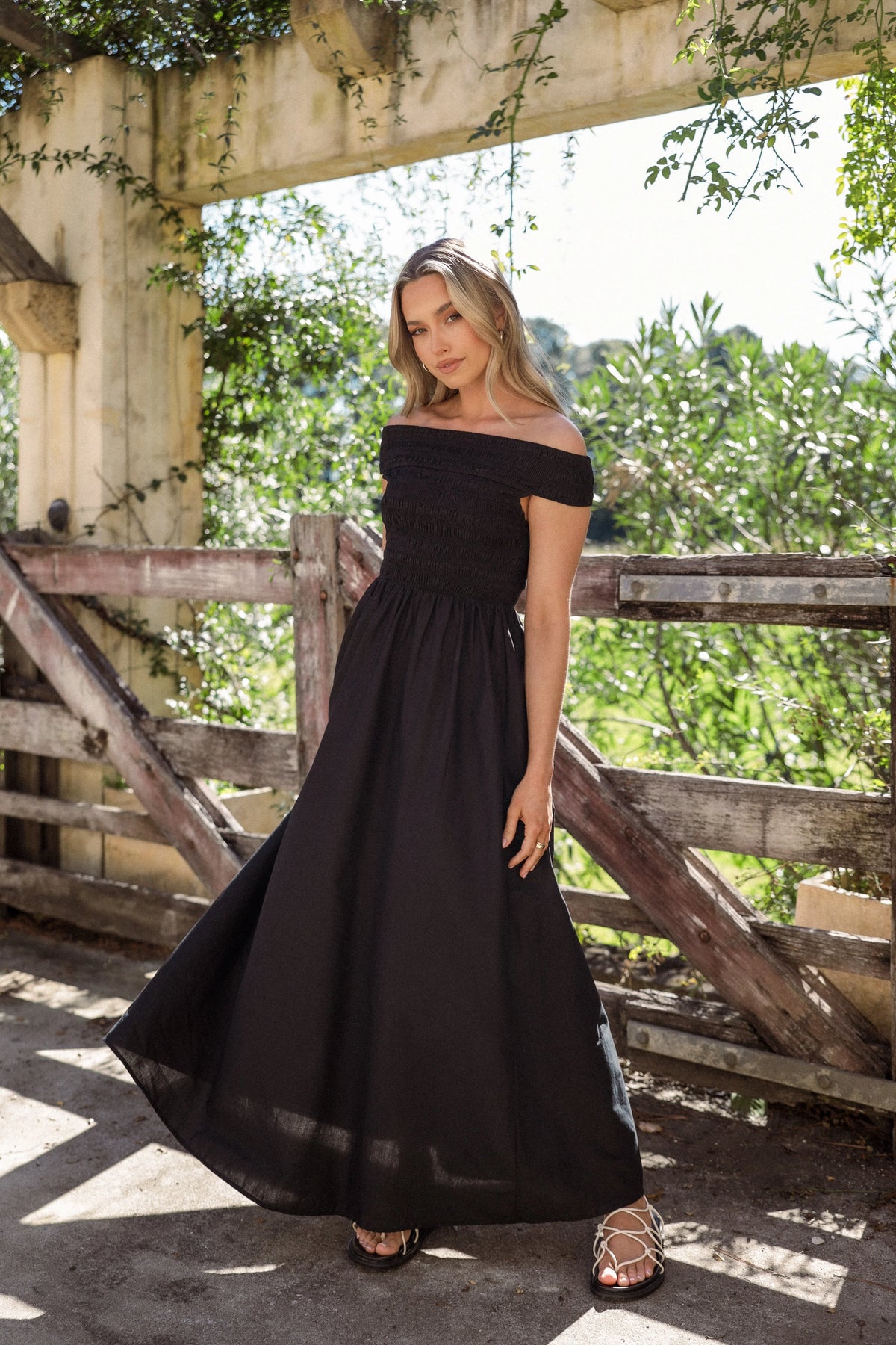 Tessa Off Shoulder Maxi Dress Black