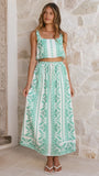 Jasmine Maxi Skirt Green Aztec