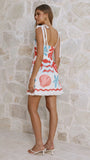 Olliana Mini Dress Red Blue Print