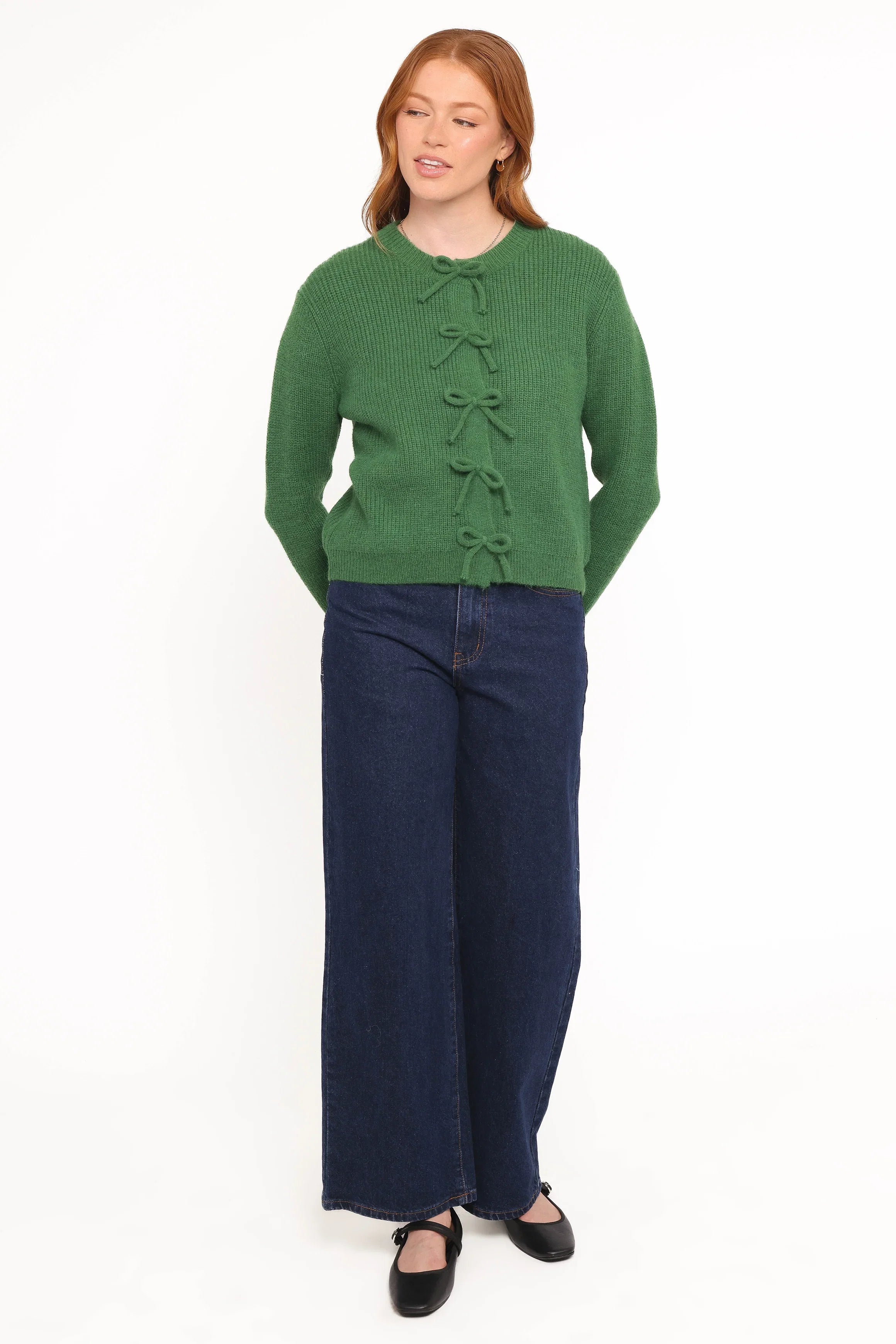 Wilde Bow Front Cardigan Green