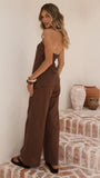 Yuki Strapless Top and Pants Set Chocolate