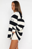 My Reality Striped Long Sleeve Rugby Shirt Navy Cream Stripe