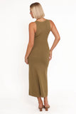 Aspen Button Up Knit Dress Olive