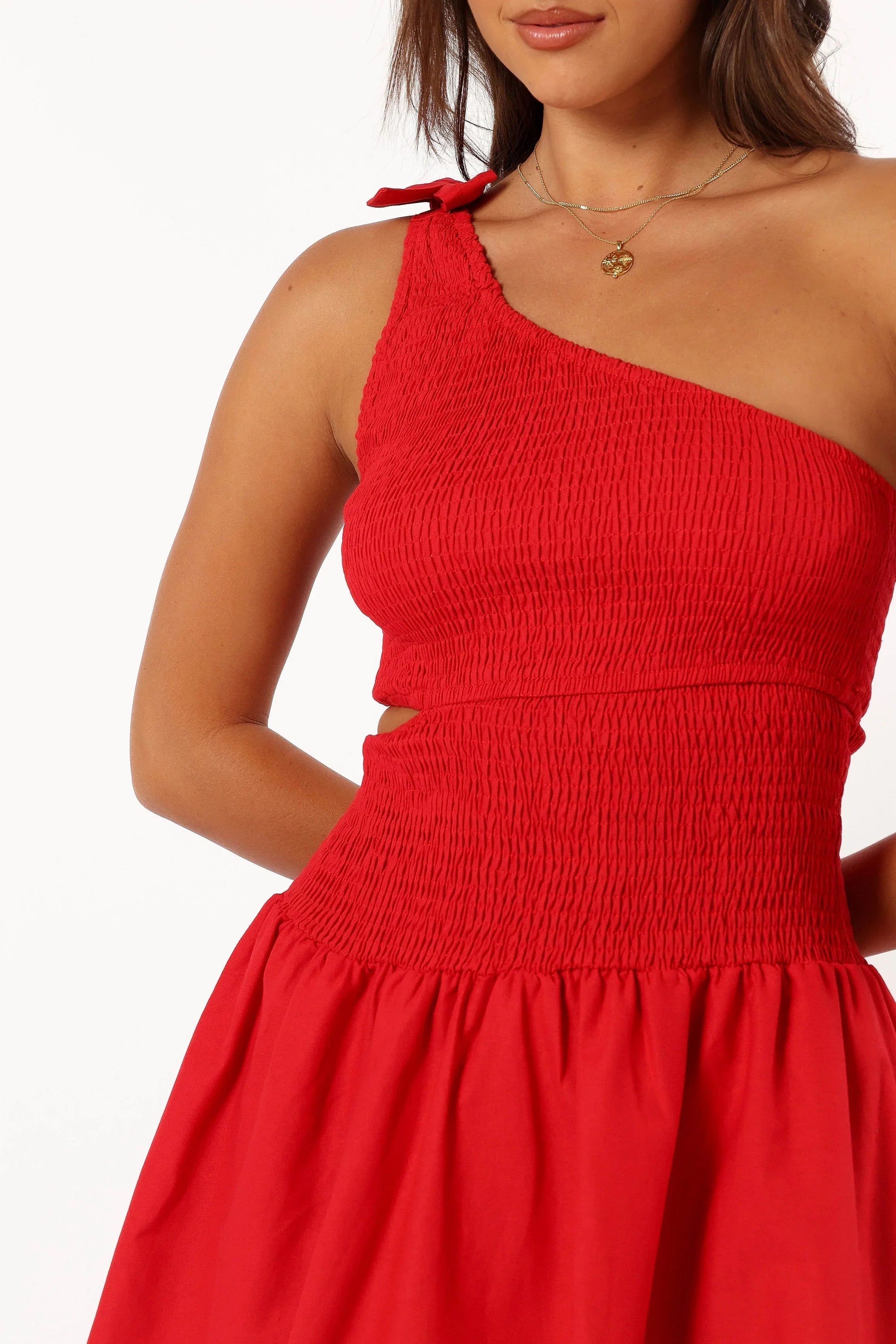 Allison One Shoulder Mini Dress Red