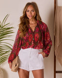Camilah Print Pleated Chiffon Top