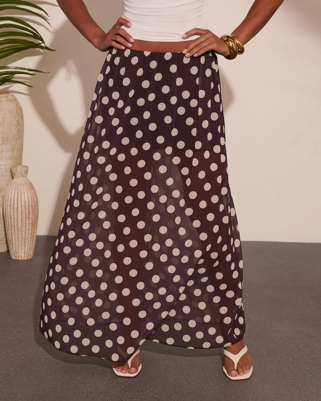 Miska Polka Dot Maxi Skirt