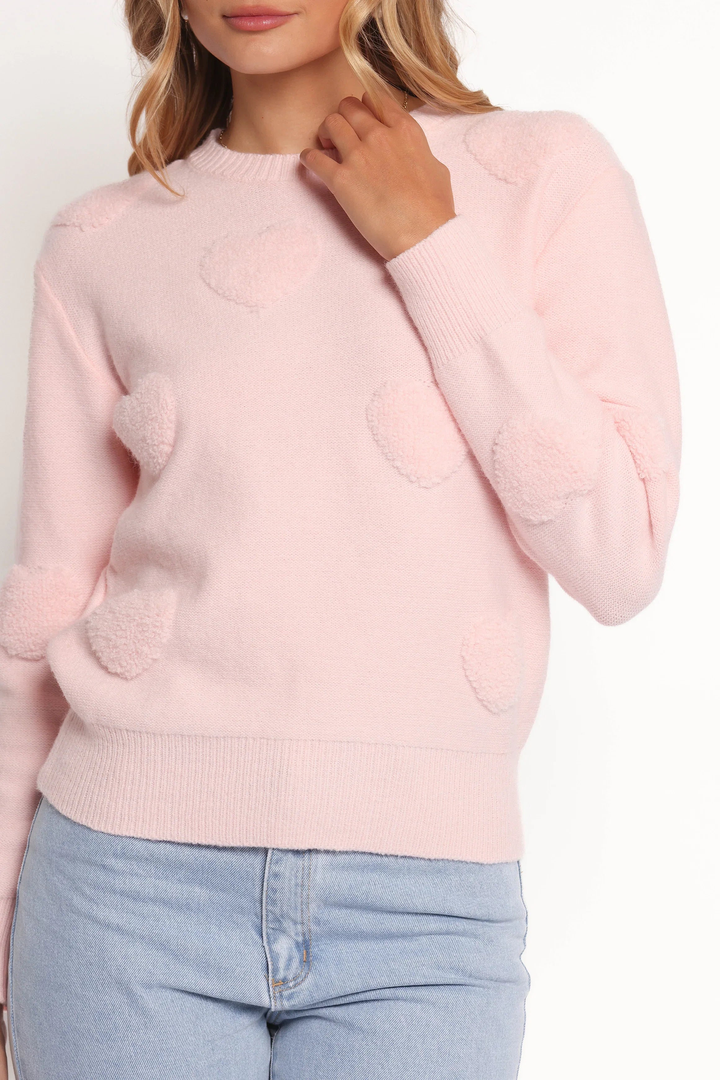 Orlenda Heart Knit Sweater Pale Pink