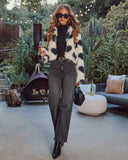 Roxanah Heart Print Faux Fur Jacket