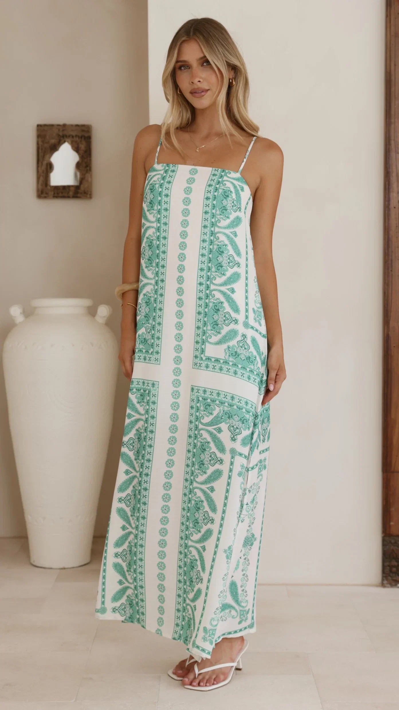 Talise Maxi Dress Green Aztec