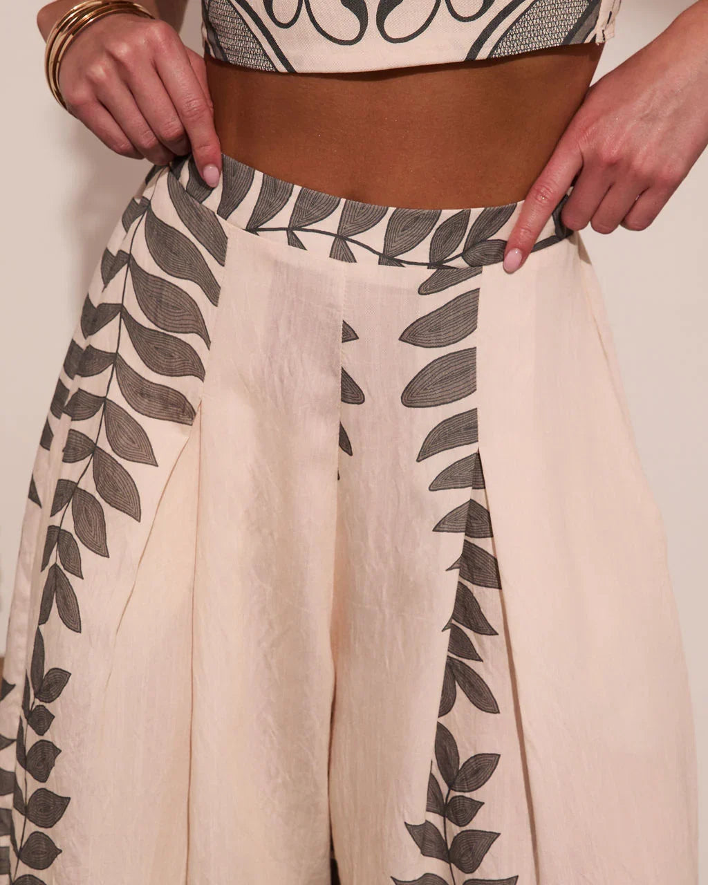 Riviera Nights Tropical Paisley Print Wide Leg Pants