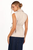 Emberley Fitted Tie Front Vest Beige