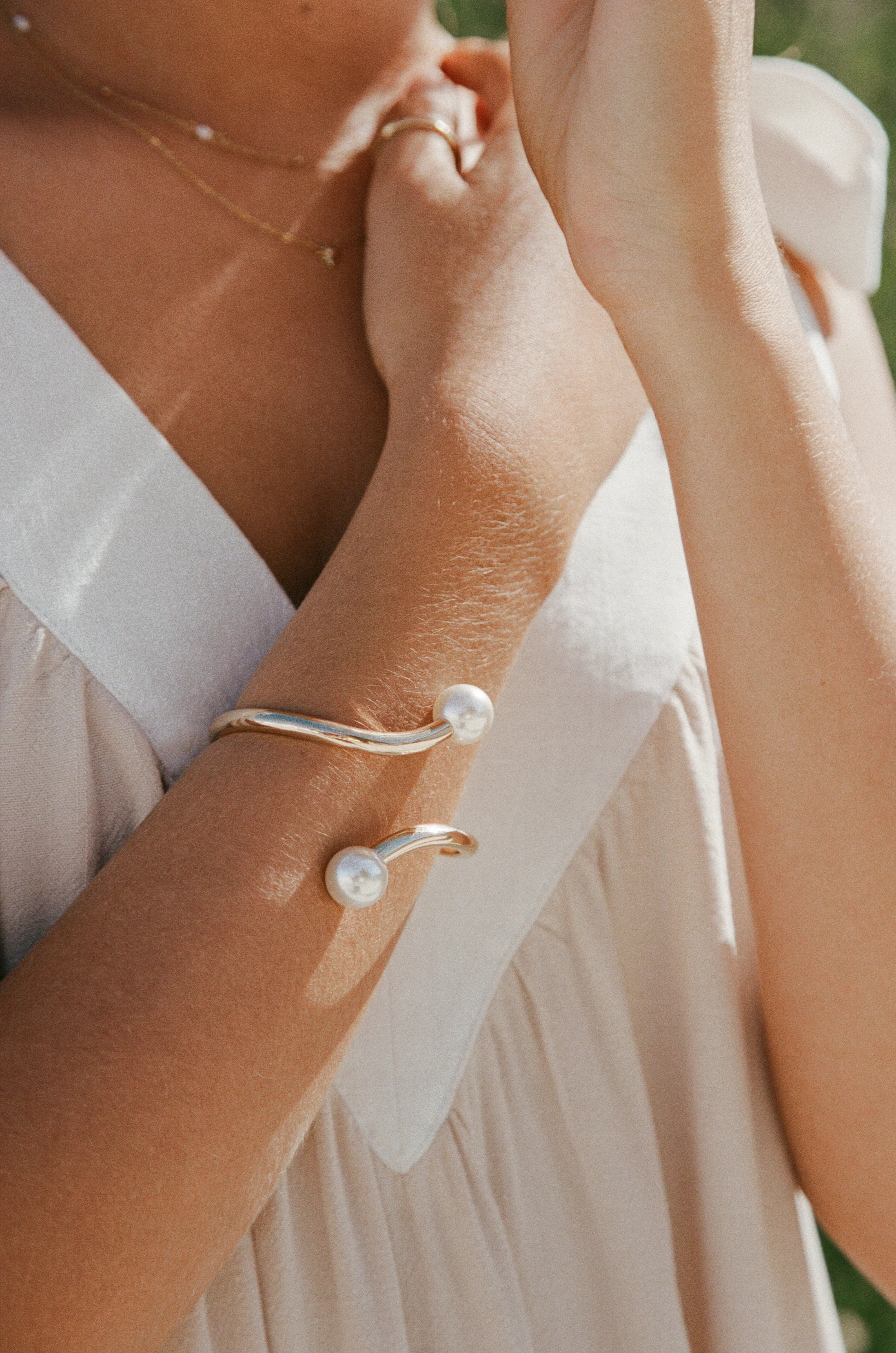 Petra Cuff Gold Pearl