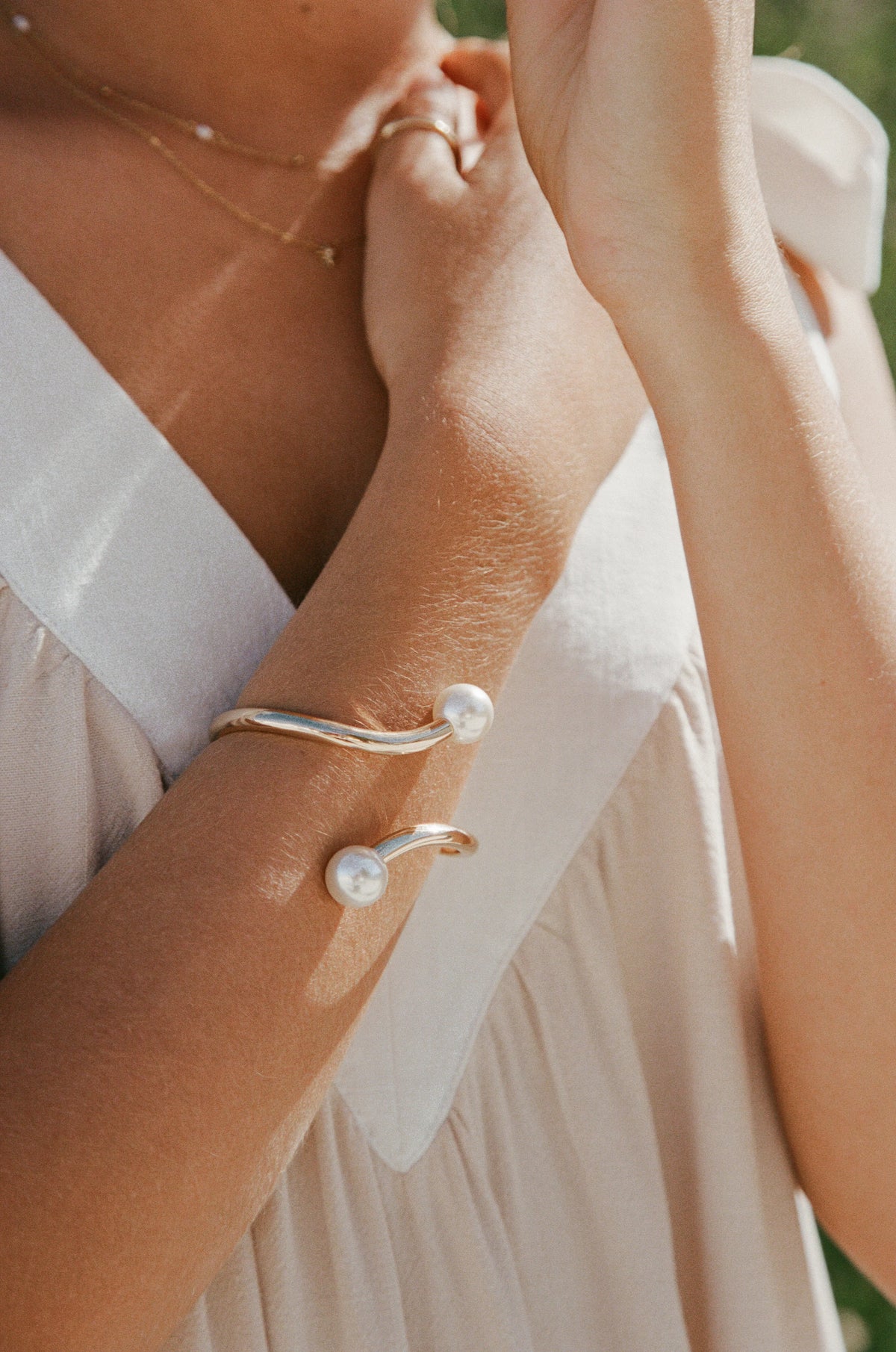 Petra Cuff Gold Pearl