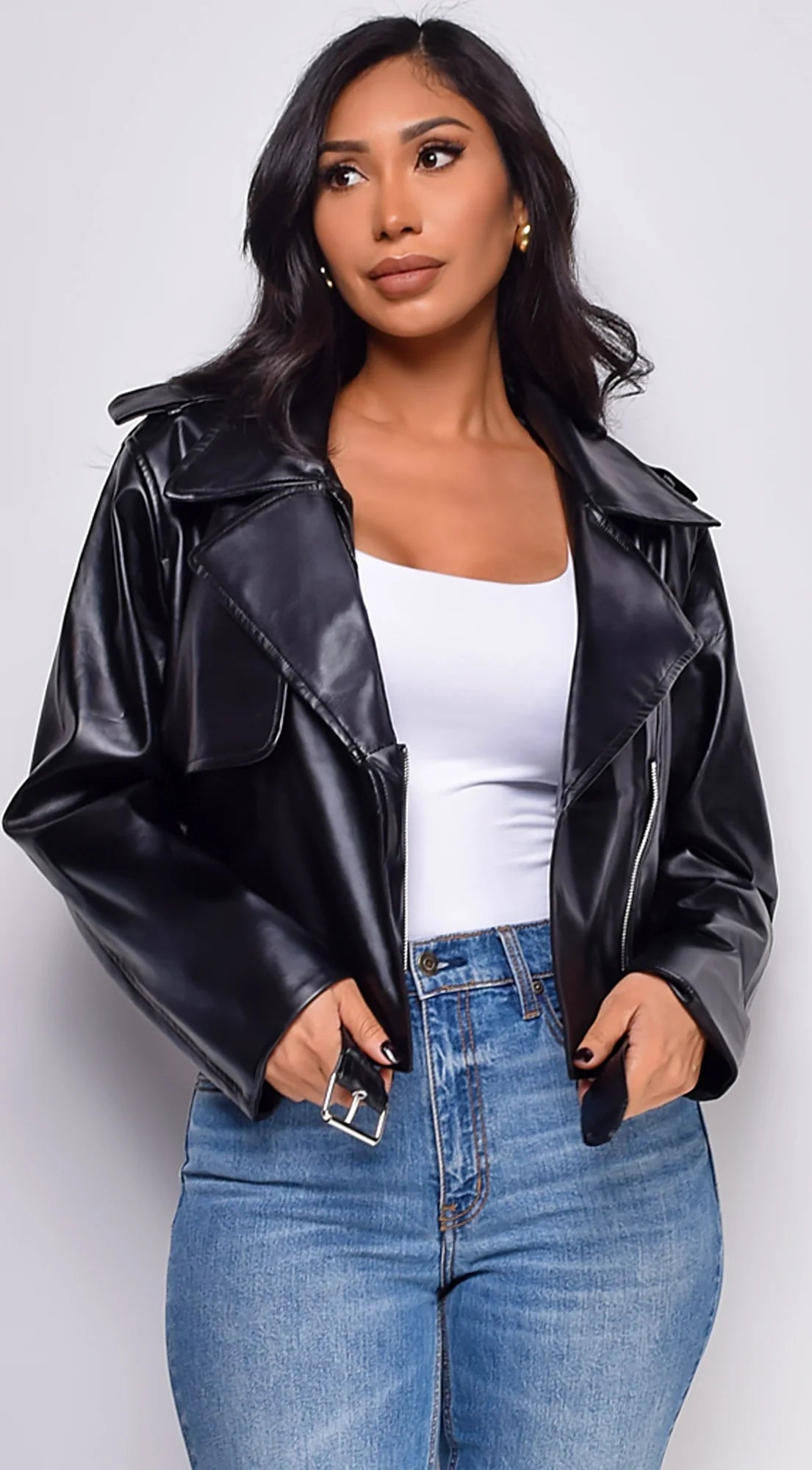 Piper Faux Leather Jacket Black