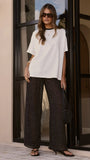 Zavier Oversized T Shirt and Polka Dot Pants Set White Black