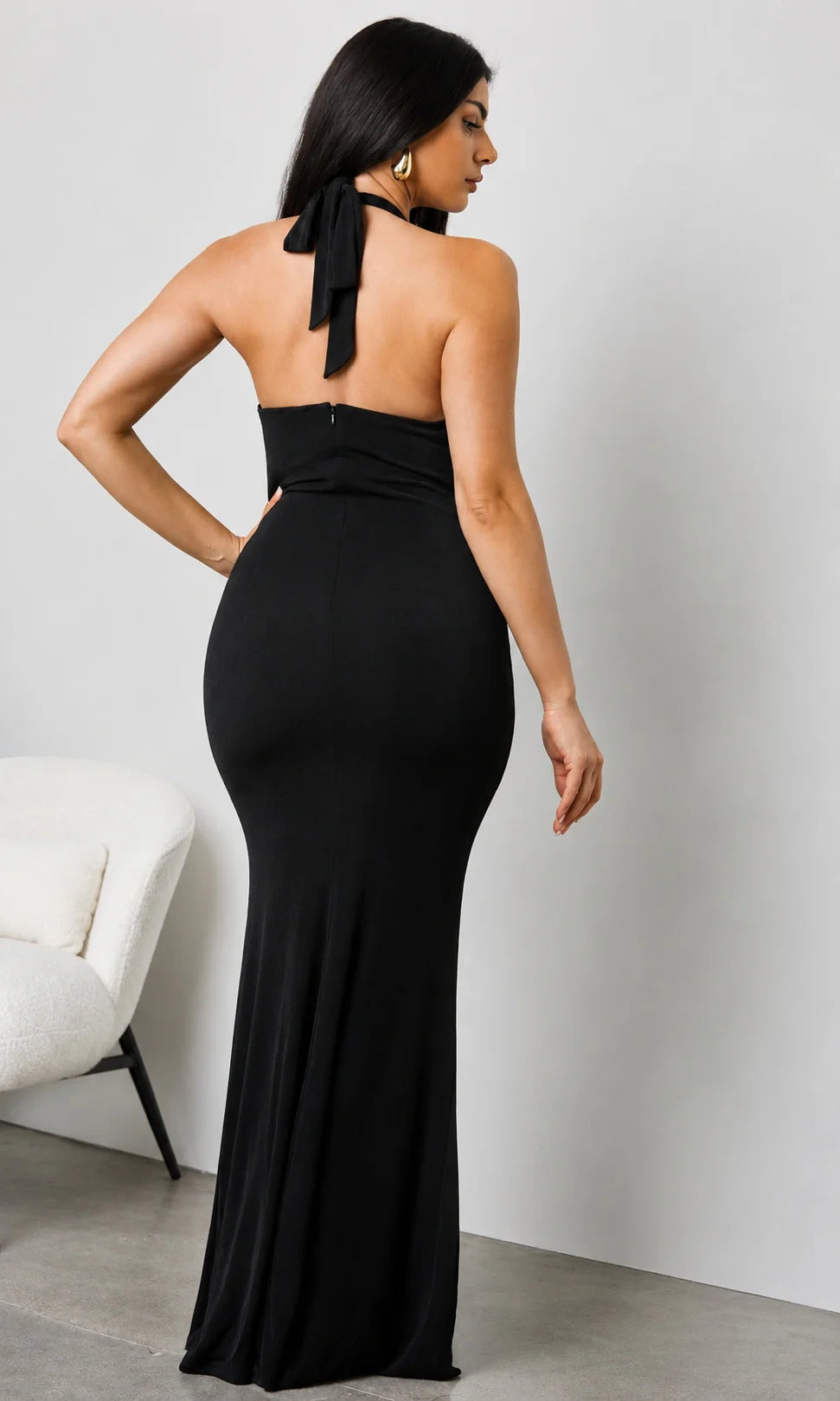 Zalyra Halter Cutout Maxi Dress Black
