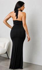 Zalyra Halter Cutout Maxi Dress Black