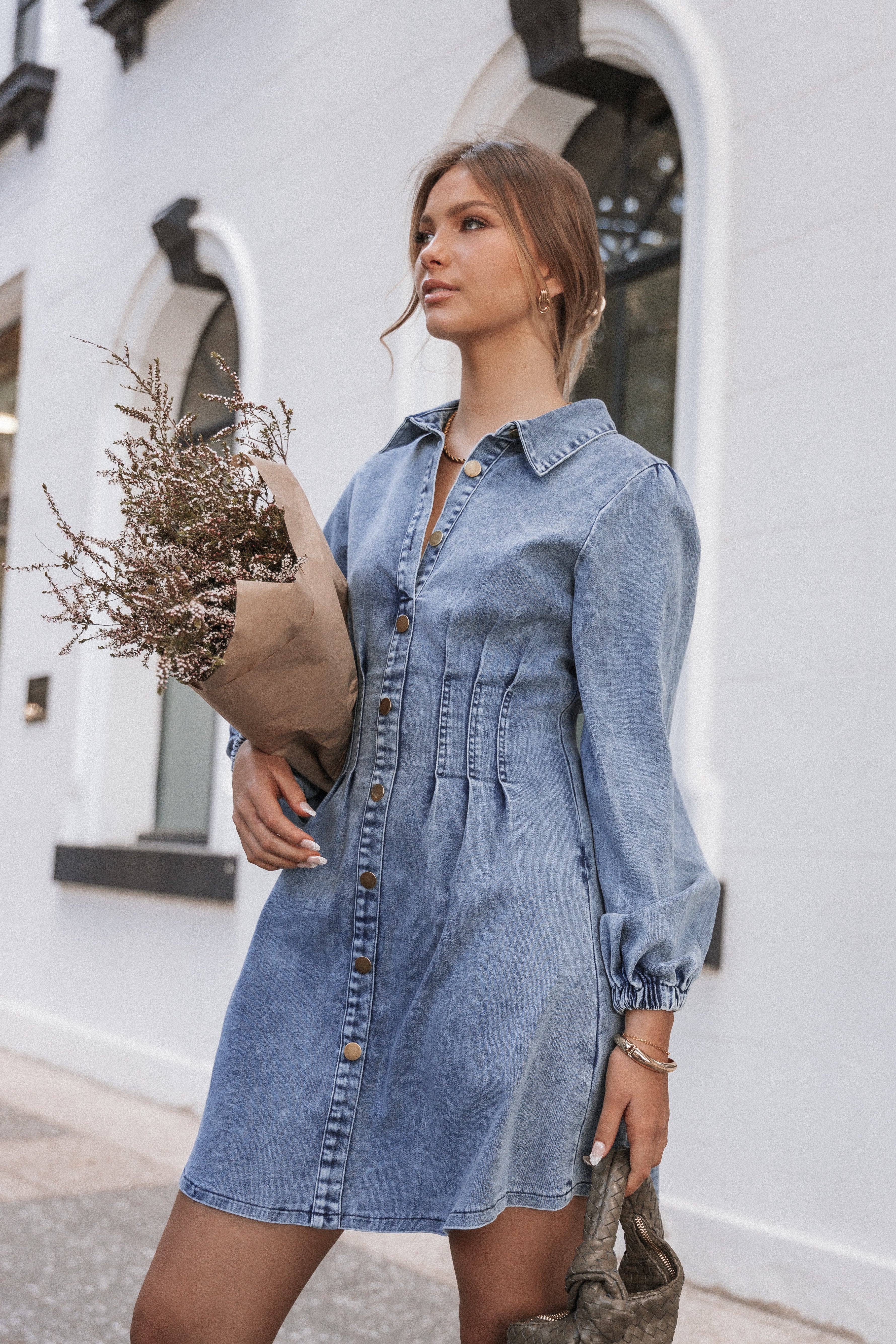 Phoenix Long Sleeve Mini Dress Denim