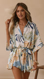 Farrah Playsuit Blue Yellow Print