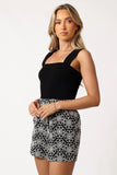 Jacey Embroidered Shorts Black White