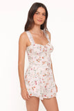Antonia Lace Trim Top White Poppy Rose