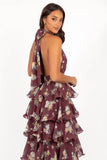 Kendall Maxi Halterneck Dress Dark Wine