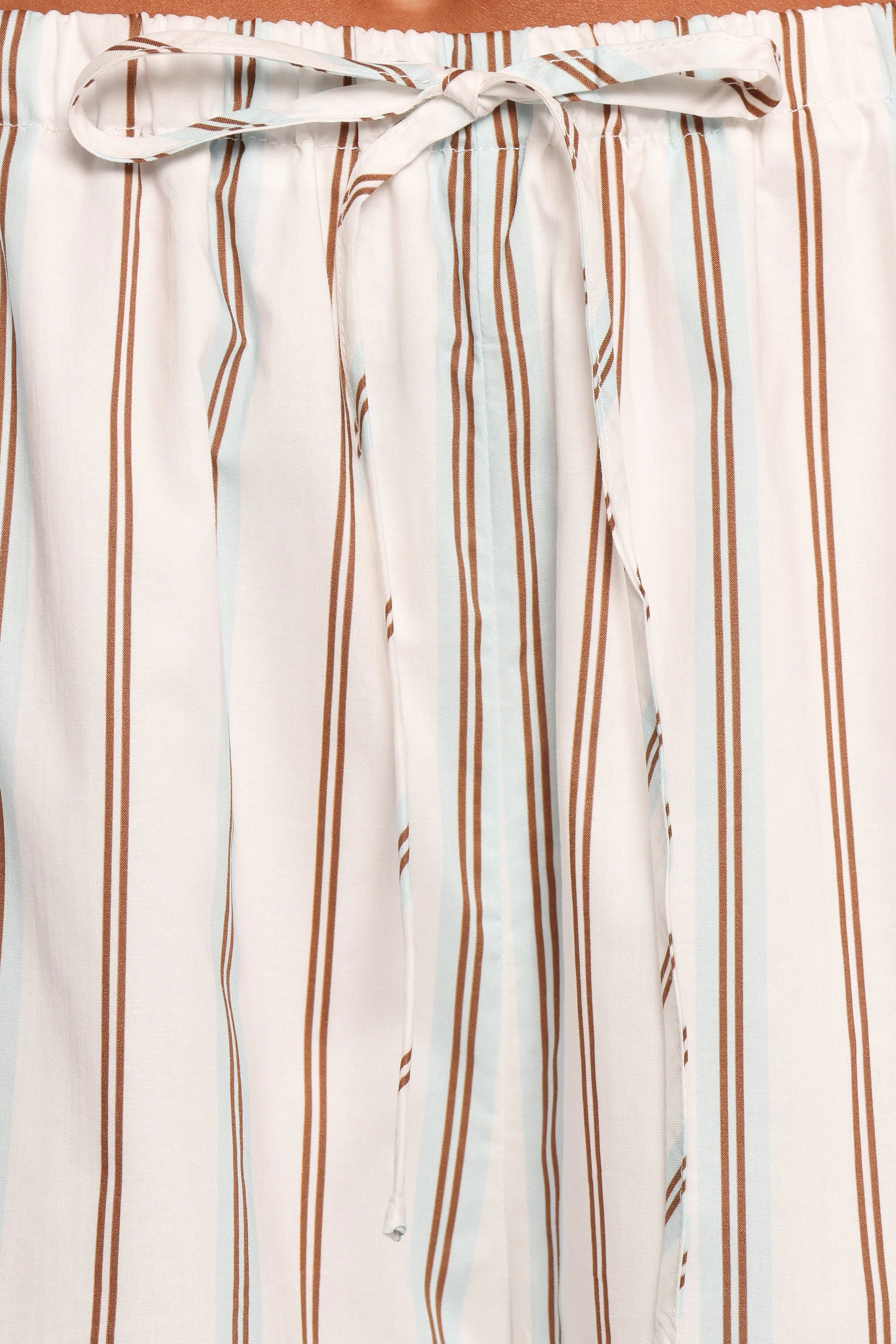 Ember Cotton Pants Blue Brown Stripe
