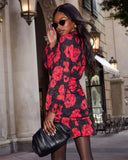 Silk Night Ruched Floral Mini Dress