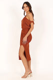 Santiago Off Shoulder Midi Dress Bronze