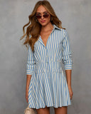 Adena Striped Mini Shirt Dress