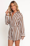 Beau Long Sleeve Romper Chocolate Stripe
