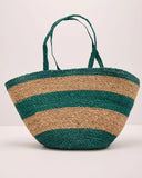 Bright Escape Striped Woven Straw Tote Bag