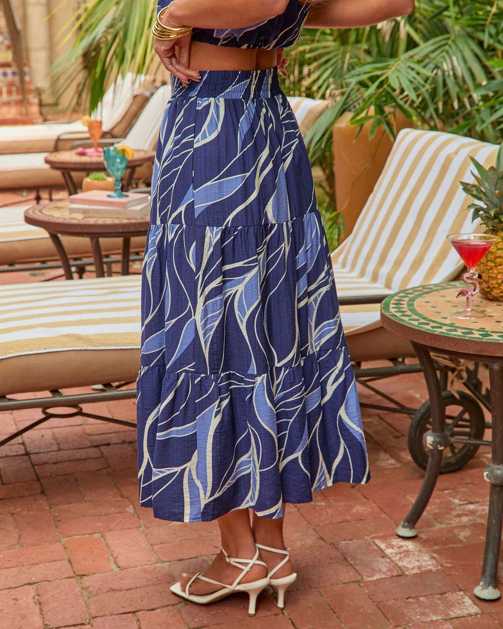 Luxe Lagoon Abstract Maxi Skirt