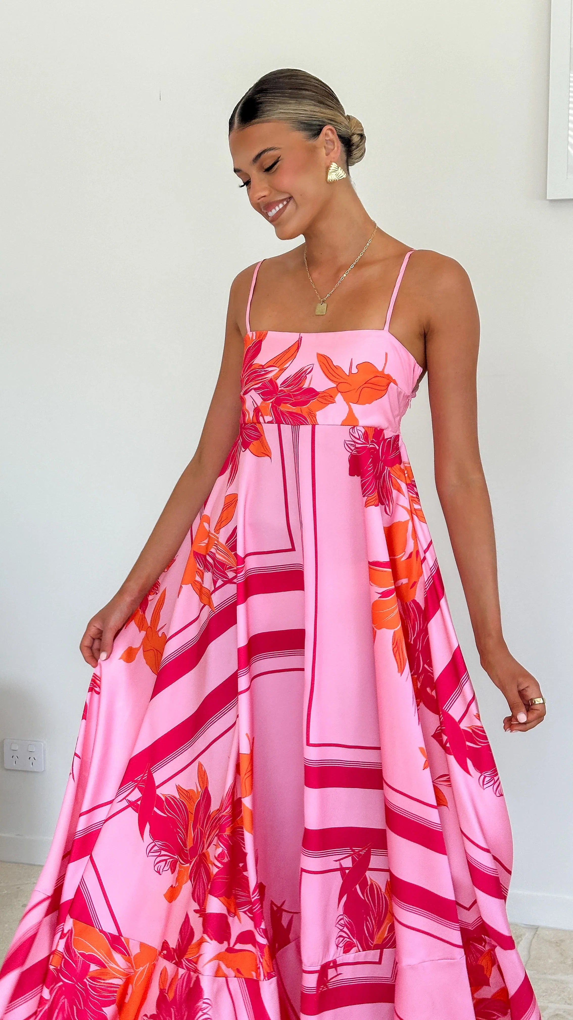 Kaethe Maxi Dress Pink Orange