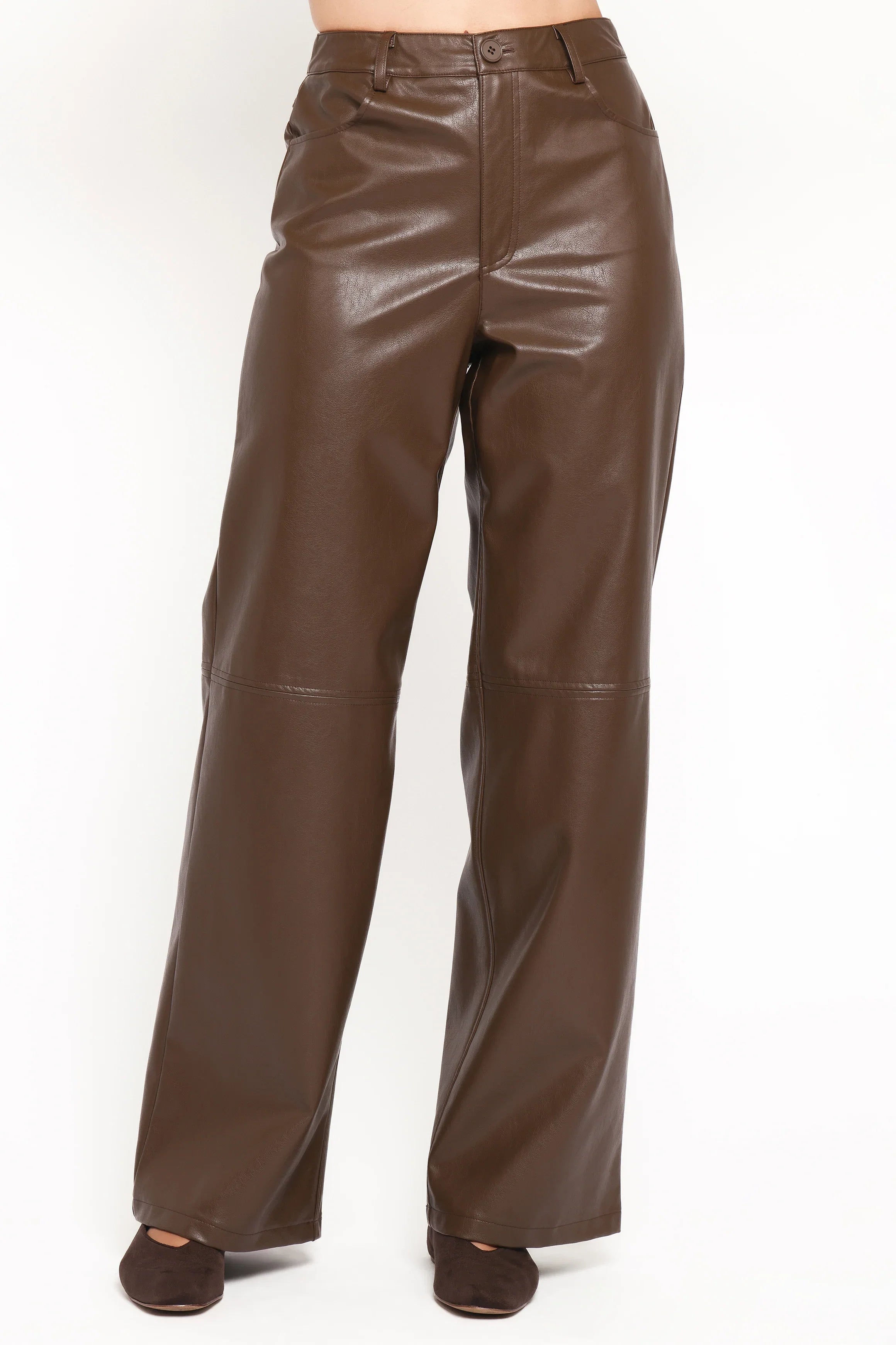 Emer Leather Pant Chocolate Brown