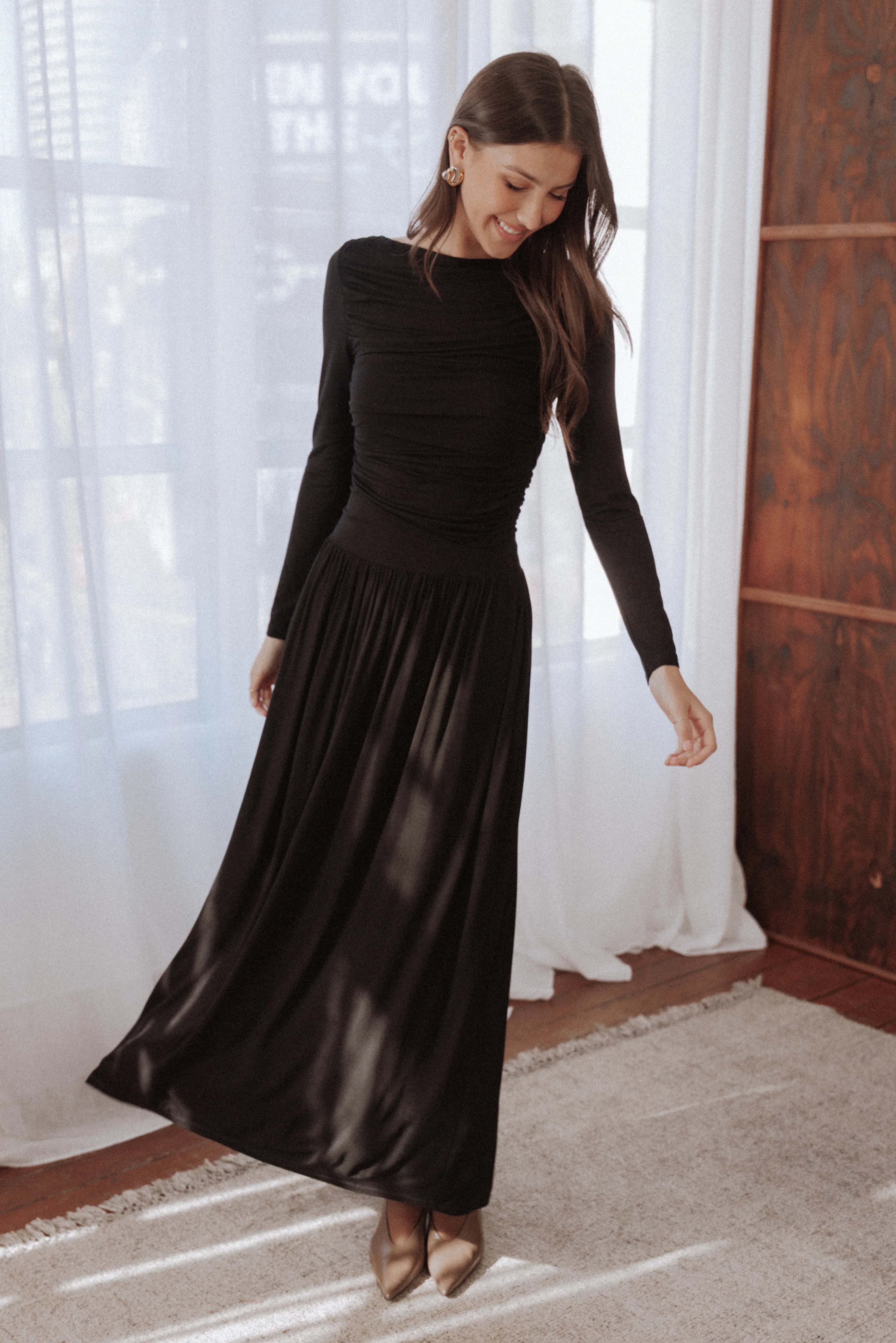 Shirley Long Sleeve Maxi Dress Black