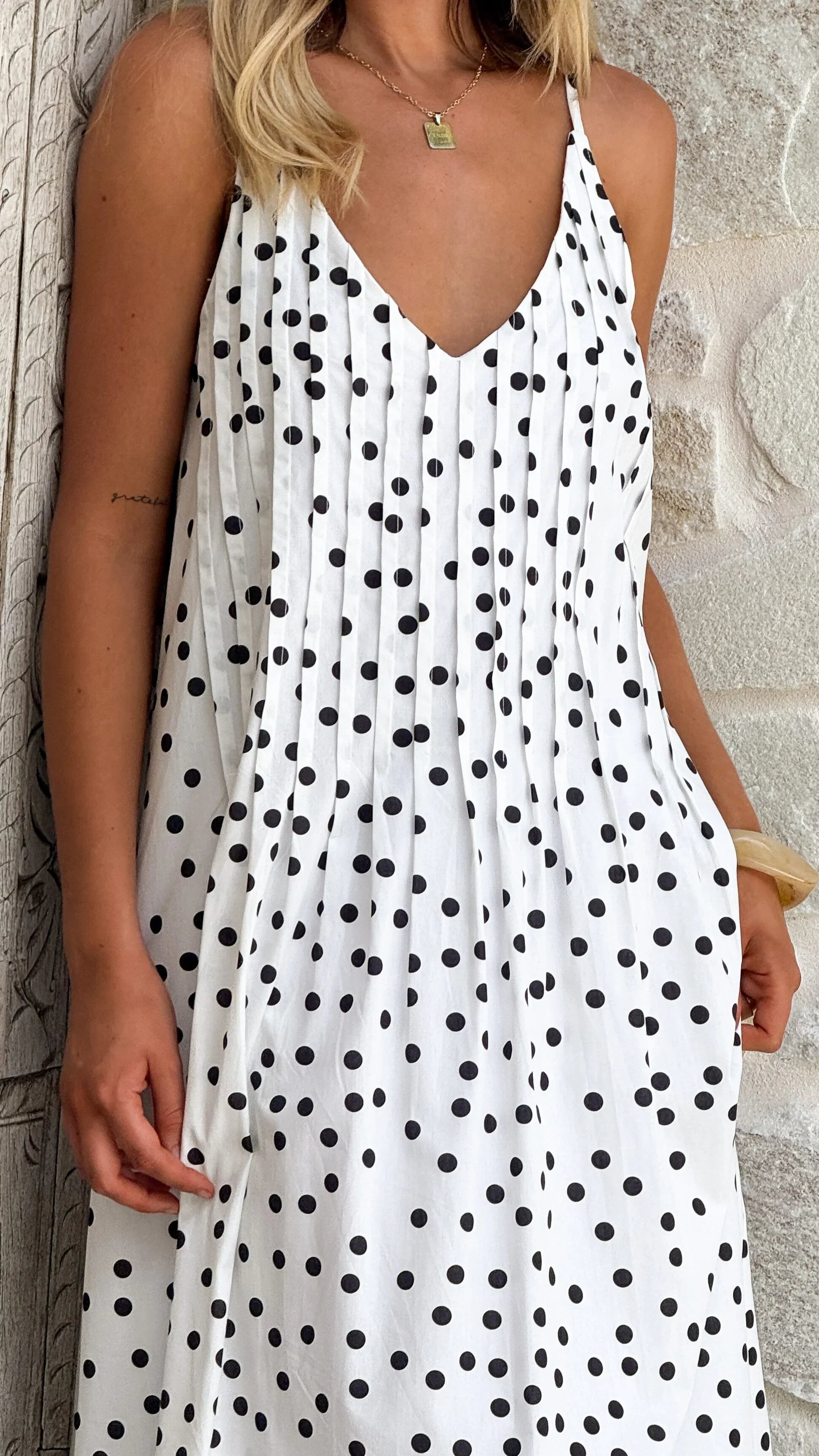 Dimmi Maxi Dress White Black Polka