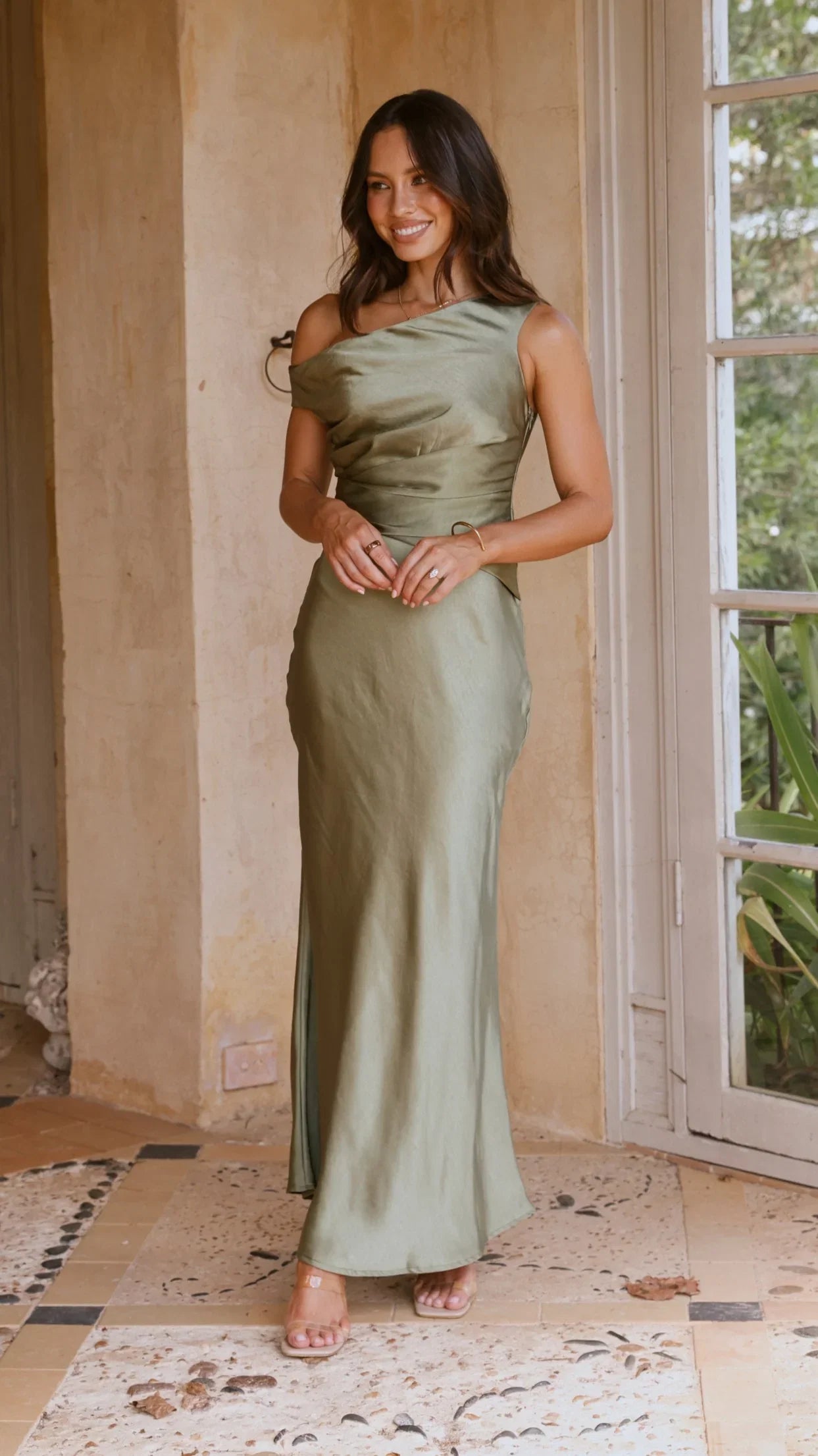 Auria Off Shoulder Maxi Dress Olive