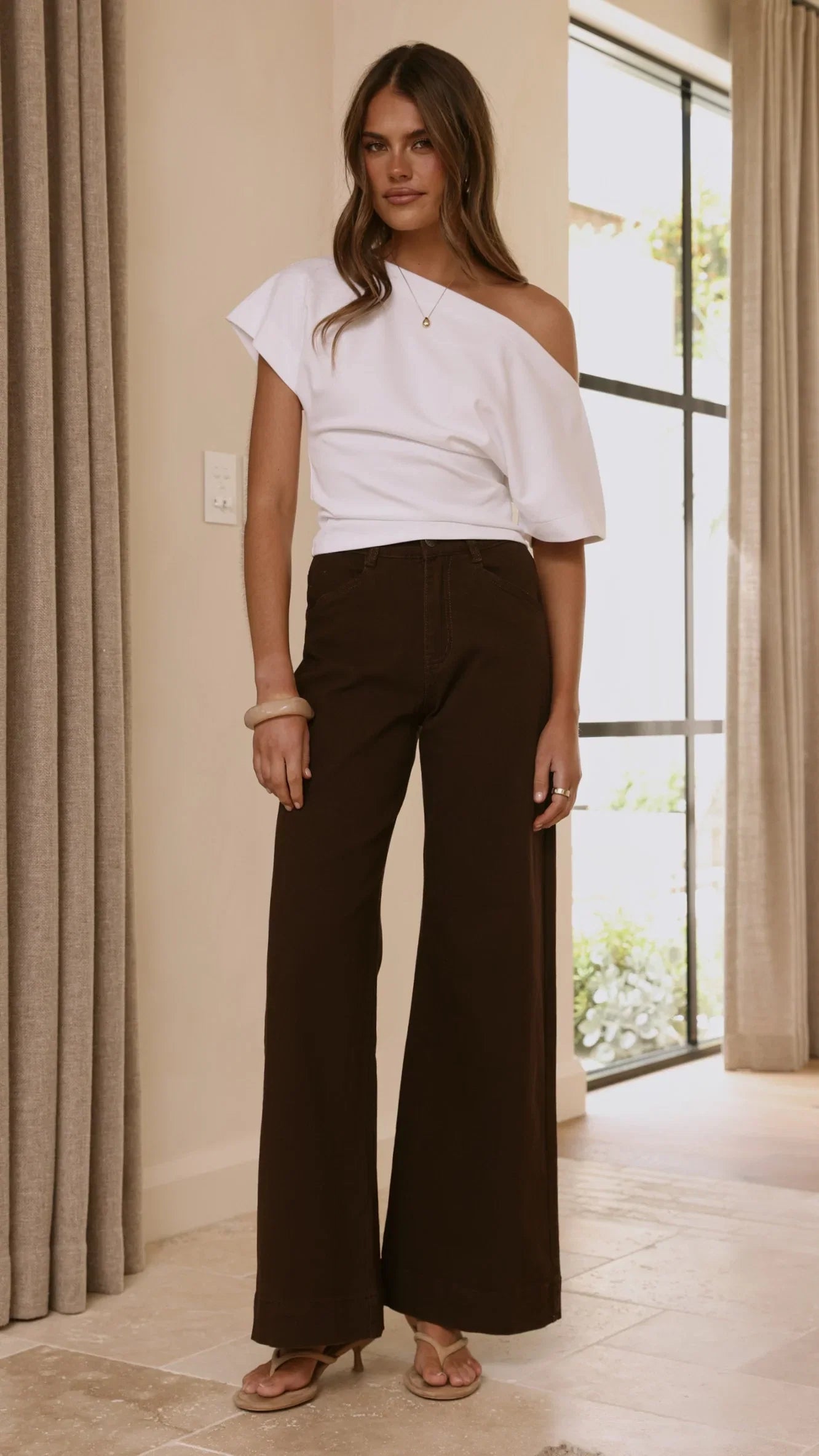 Zandra Wide Leg Jeans Chocolate