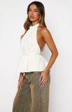 Hi Hunny Halter Top White