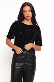 Celesti Sequin Top Black