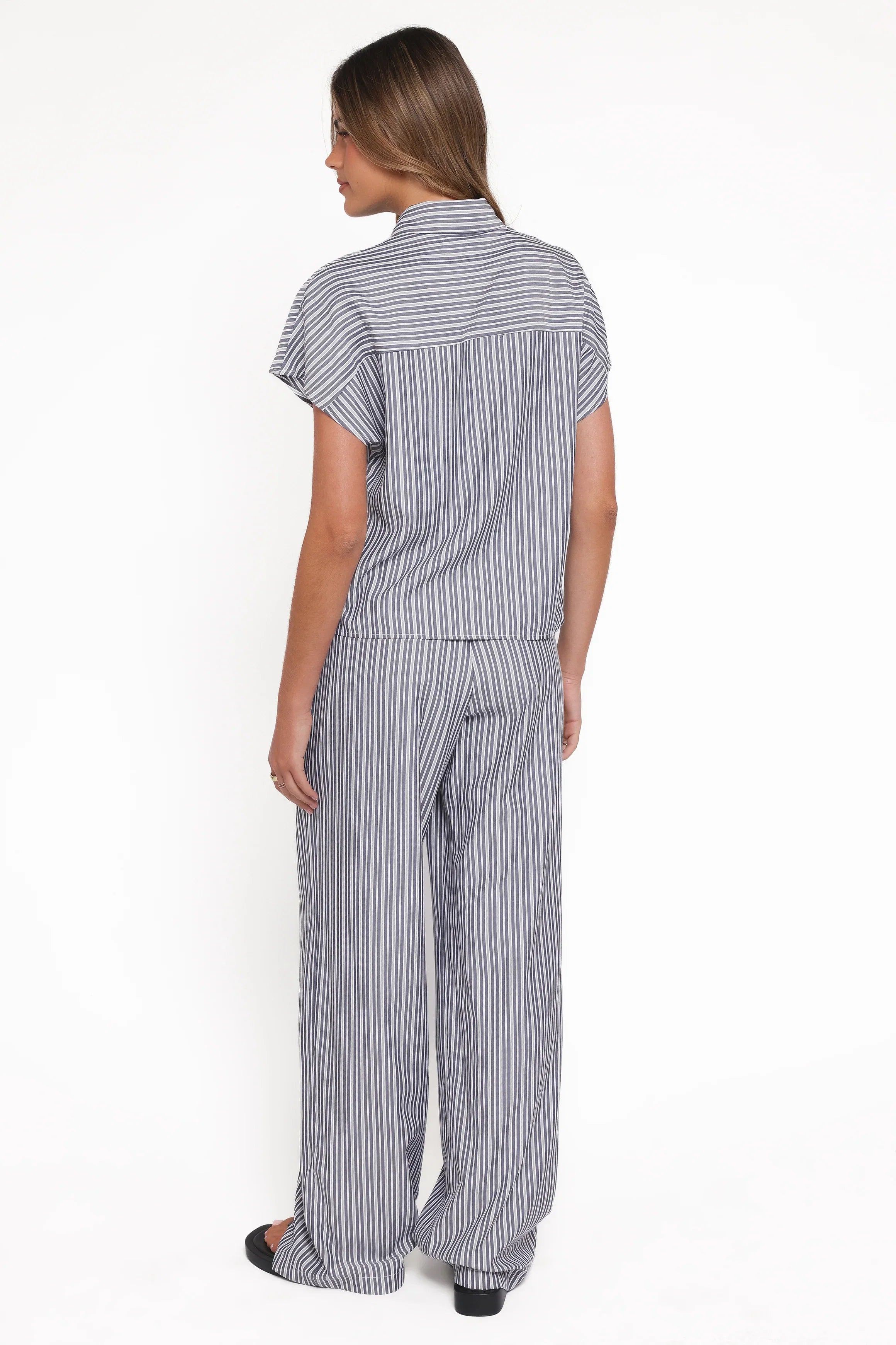 Melanie Pant Set Charcoal Stripe